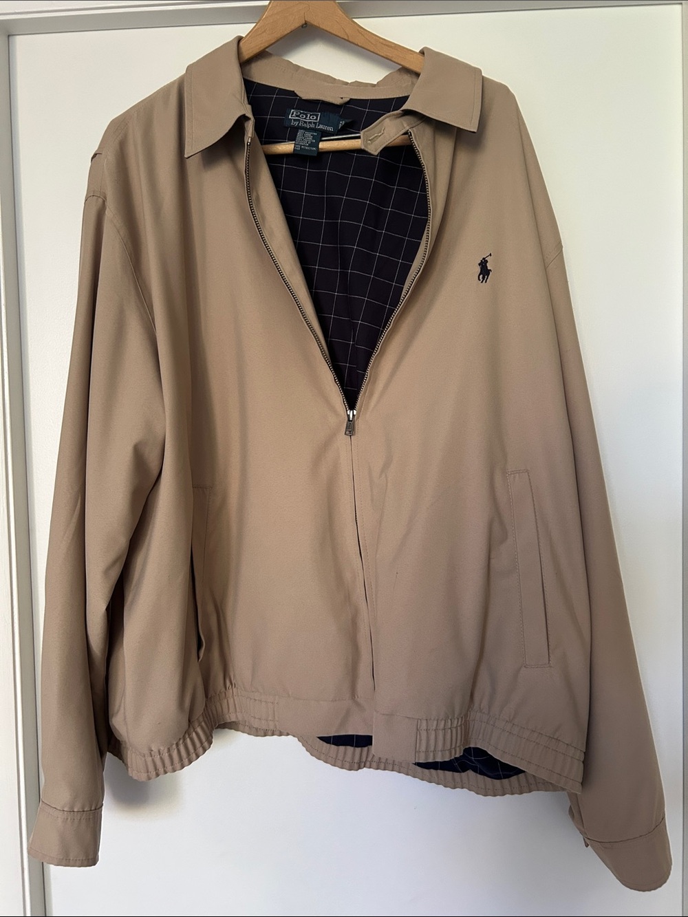 Polo by Ralph Lauren Men’s Tan Windbreaker Jacket with Black Logo
